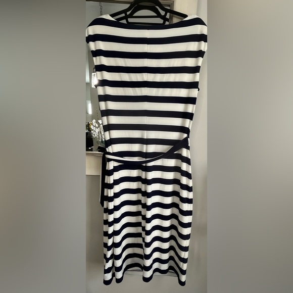 Ralph Lauren Navy & White Striped Tie-Waist Midi Dress - Picture 3 of 12